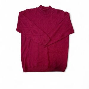 Chic Red/cranberry color mock neck Sweater - pit to pit 22 1/4